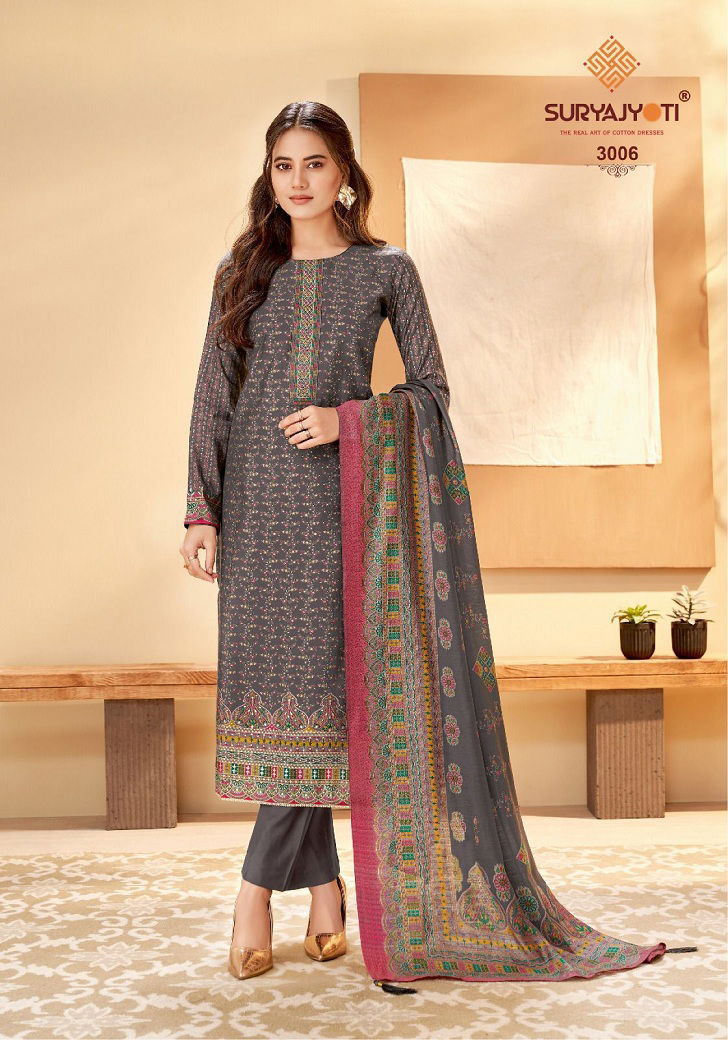 Pushpa Vol 3 By Suryajyoti Designer Printed Pure Modal Dress Material Wholesalers In Delhi